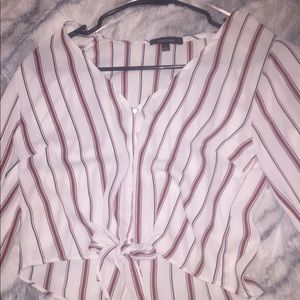 red and white blouse.